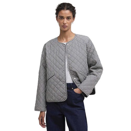 Barbour Cashel Check Collarless Quilted Jacket